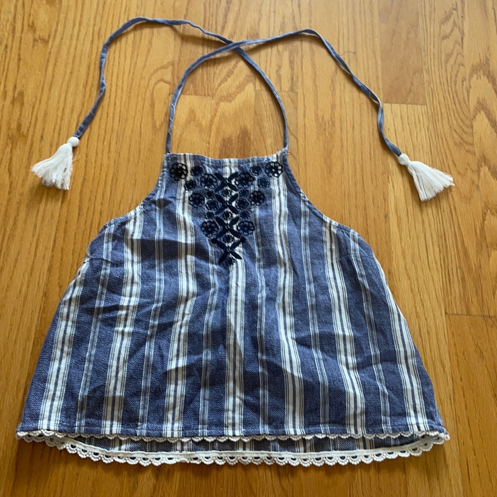 Hollister size small crop halter neck stripped top